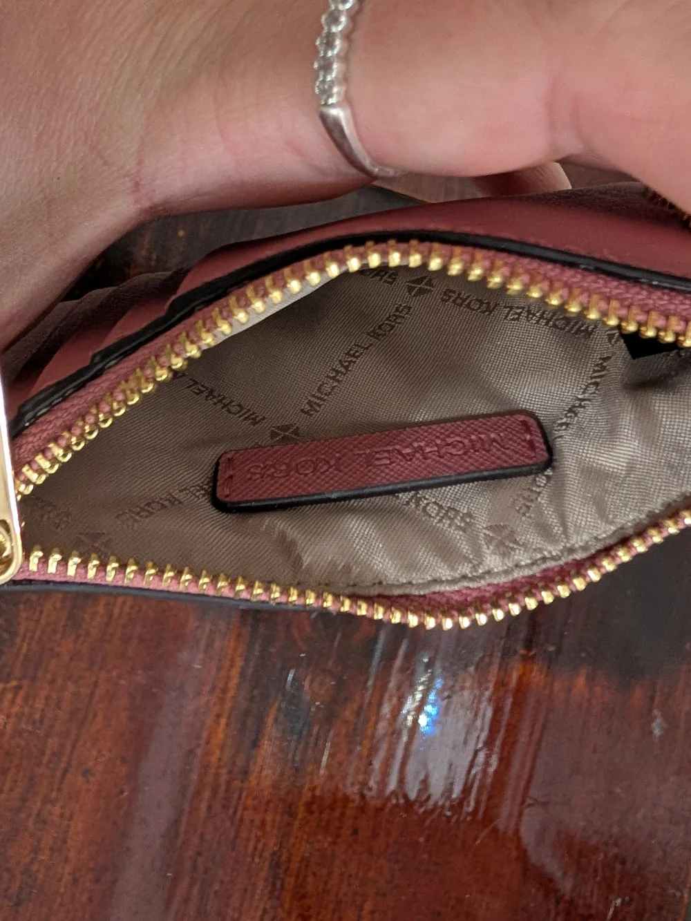 Michael Kors Pink Saffiano Zip Card Wallet - Picture 4 of 4